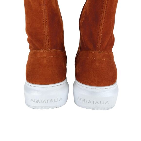 Aquatalia Laina Women Orange/Red Sneaker-Boot Sz 8 Leather Cushioned Bootie New - Picture 6 of 12